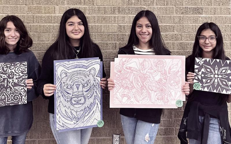 ABSTRACT DESIGN— Best of Show, Ariana Mora Romo; first place, Yoalee Vergara Prado; second place, Paulina Waak; third Place Catalina Lozano.