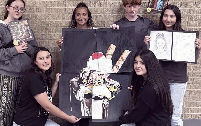 DRAWING— Best of Show, Ross Bell; first place, Jazzlyn Dixon, Ross Bell, Allison Garza, Yoalee Vergara; second place, Fayth Duncan; third place, Miley Novick.