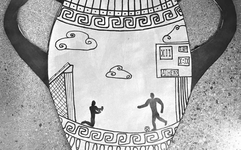 ‘Ancient Greek pottery’ artwork by Zane Whiteley, a sixthgrade Intro to Art student at Rockdale Junior High School.
