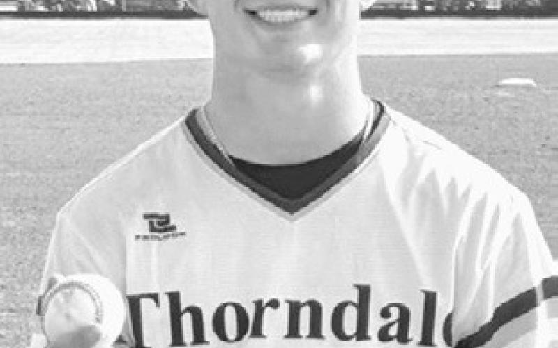 Thorndale pitcher Kade Becker was the player of the game against Holland. He threw a perfect game and struck out six. Thorndale ISD Athletics photo