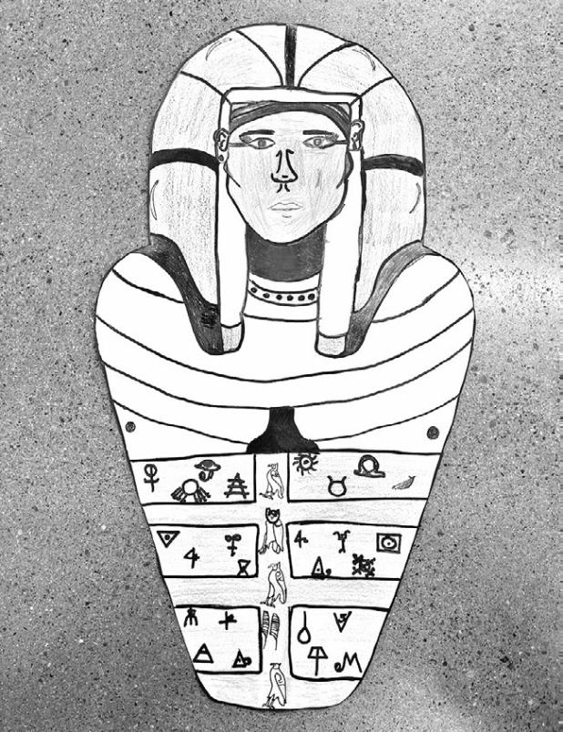 ‘Ancient Egyptian tomb’ artwork by Amaya Simmons, a sixth-grade Intro to Art student in Rockdale Junior High School.