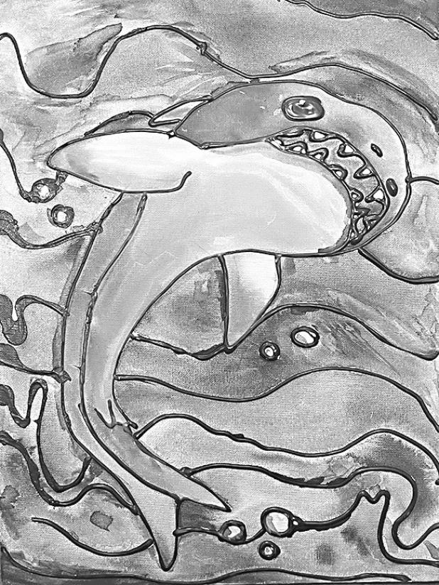 Watercolor project by Logan Nolan, a 2024-25 Art II eighth-grader at Rockdale Junior High.
