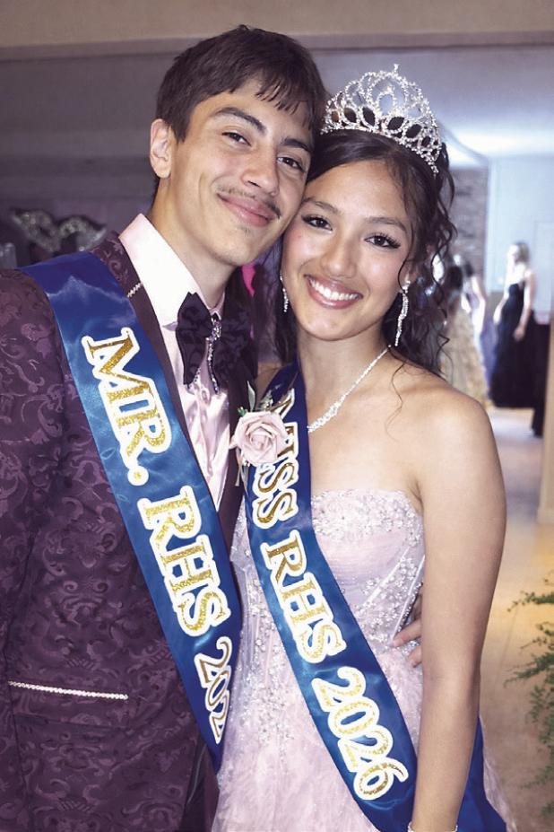 ROYALTY— At the RHS prom on Saturday, April 11, Jesse Montelongo and Yaretzi Hernandez were named Mr. and Miss Rockdale High School. RHS Principal Wendy Mahan and junior class parents want send a thank you to Run Florist Run for the bouquet, Rockdale Signs for the plaques and photos, Destinie Malish with RHS Floral Design for the sashes, DJ Anthony Cortez for keeping the energy high, TK United for the decorations and our RHS staff members for their support throughout the event.
