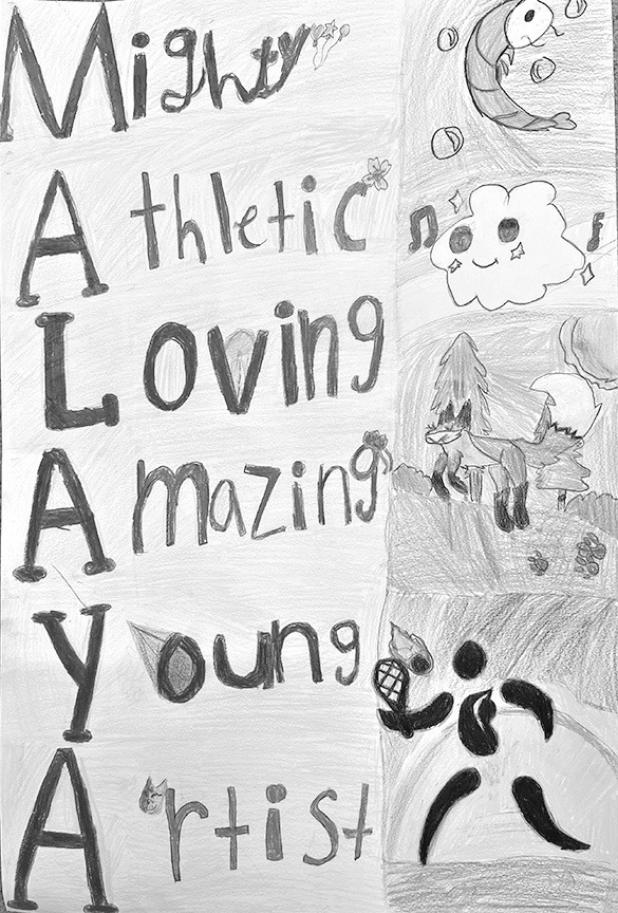 ‘All about me’ poster by Malaya Gauna, a seventh-grade Art I student in Rockdale Junior High School.