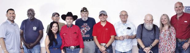 Shown here at the celebration for Luke Olivares are Jose Olivares, Cecil Cook, Esmeralda Olivares, Les Bumbguard, Vice Commander George Bunch, Commander Rod Stewart, Luke Olivares, Jim Foster, Tim Gutherie, Jessica and Wesley Janak.