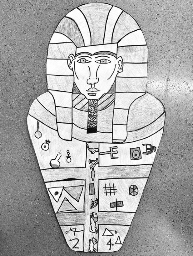 ‘Ancient Egyptian tomb’ artwork by Niobe Silva, a sixthgrade Intro to Art student in Rockdale Junior High School.