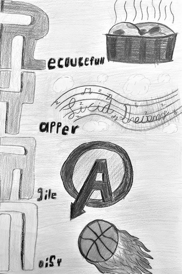 ‘All about me’ poster by Ryan Skrhak, a seventh-grade Art I student in Rockdale Junior High School.