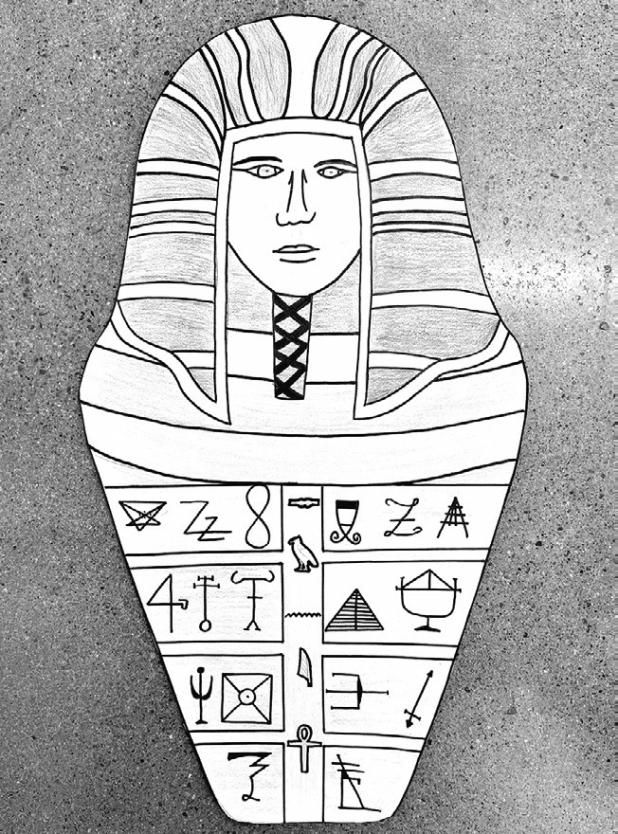 ‘Ancient Egyptian tomb’ artwork by Kendra Carcamo Alvarado, a sixth-grade Intro to Art student in Rockdale Junior High School.