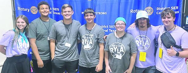 Shown here (L-R) are campers and counselors Zoe Clore of Milano, Destin Richardson of Rockdale, Peyton Steinbecker of Milano, Jovi Hughes of Milano, Illiana Roemelin of Rockdale, Bryson Hughes of Milano and Jackson Clore of Milano.