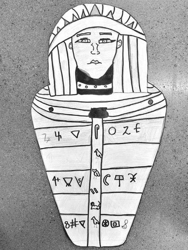 ‘Ancient Egyptian tomb’ artwork by Camila Lozano, a sixthgrade Intro to Art student in Rockdale Junior High School.