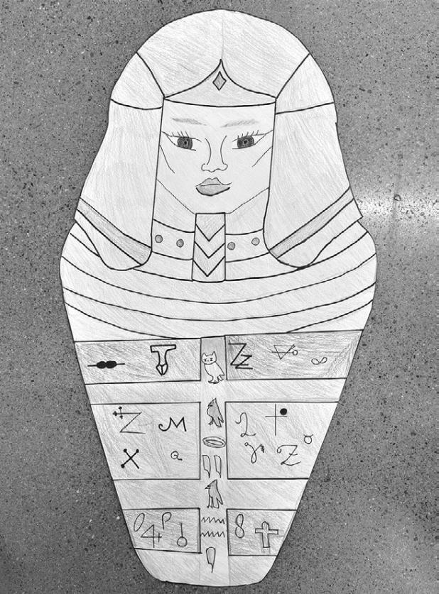 ‘Ancient Egyptian tomb’ artwork by Luke Dowd, a sixthgrade Intro to Art student in Rockdale Junior High School.