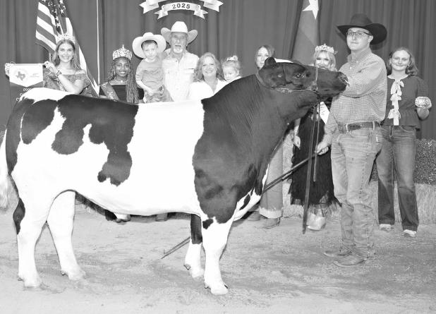 Shawn Leifeste of Cameron 4-H Club exhibited the grand champion steer at this year’s 50th annual Fair. It was purchased by Kyle Office Products, Milam County Livestock Auction, Orion DC LLC c/o SB Energy and Open AI Inc. for $20,874, plus $1,275 added money, for a total of $22,149.