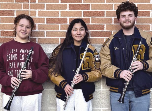 ALL-STATE BOUND— These talented Big Blue Band students recently auditioned at the Association of Texas Small School Bands in Waco and advanced to State 3A. The All-State Clinic and Performance will take place on February 11-14 in San Antonio at the Henry B. Gonzales Convention Center. Shown here are (L-R) Senior Destinee Bluford, clarinet; sophomore Adeana Limon, flute; and sophomore Tyler Roberts, clarinet.
