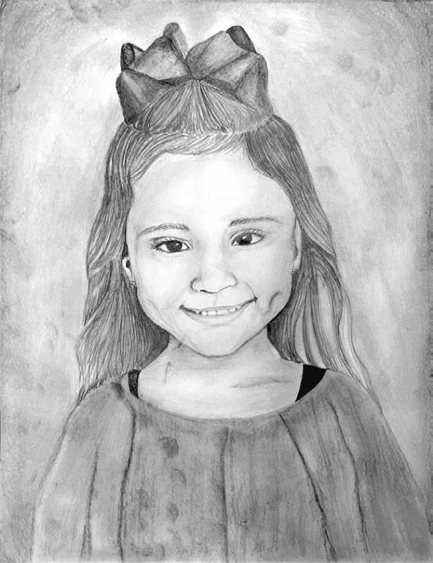 Self-portrait drawing by Jacie Hartley, an eighth-grader in Art II at Rockdale Junior High School.