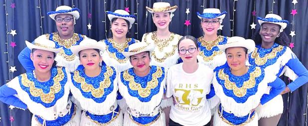 KICK UP YOUR HEELS— RHS Golden Girls won Outstanding Choreography for their kick routine at the Vista Ridge Dance Competition in Cedar Park on Saturday. The routine was choreographed by T’Niya Miles. Shown here (front row, L-R) Neveah Switkowski, Victoria Longoria, Mya Lopez, Kynzlie Remaley and Amiyah Fate; (back row, L-R) Jernee Mitchell, Mercedes Figueroa, Grace Patton, Jayla Gonzales and Trinity Hurd. Managers are Isabelle Flores and Reginay Hamilton. Golden Girl director is Vicky Miller.