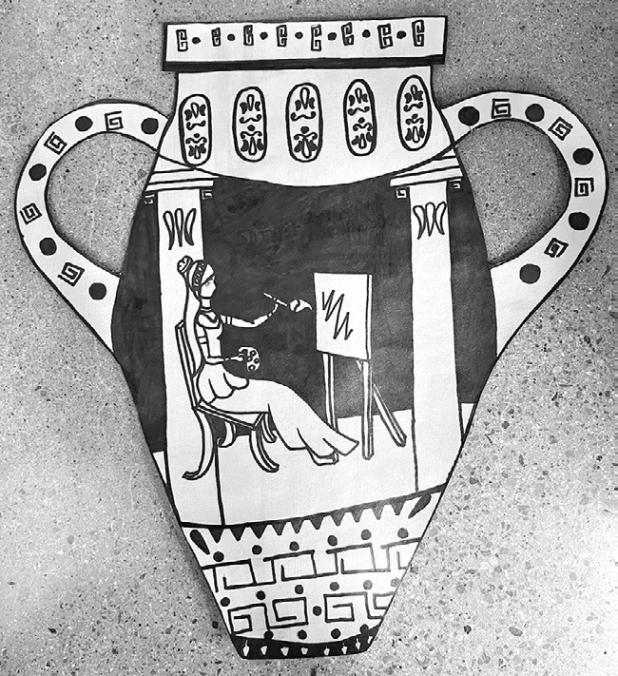 ‘Ancient Greek pottery’ artwork by Charlee Sisemore, a sixth-grade Intro to Art student at Rockdale Junior High School.
