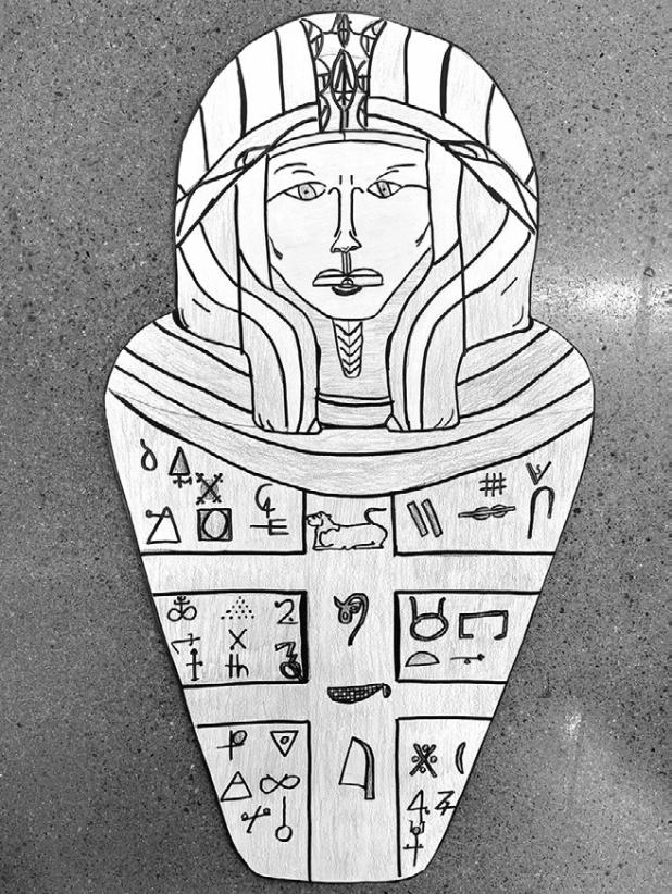 ‘Ancient Egyptian tomb’ artwork by Marshall McQuinn, a sixth-grade Intro to Art student in Rockdale Junior High School.