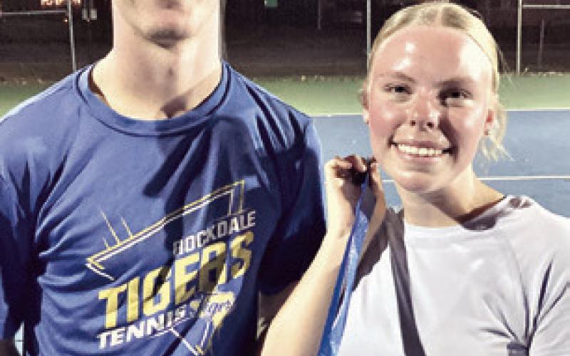 Tigers Alex Cooper and Jewel Lugo placed first in mixed doubles at the Rockdale Invitational last week. Photo by Wynton Thomason