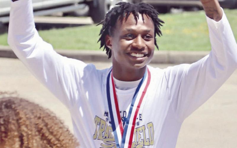 Tiger senior De’Andre Stephens is welcomed home after being crowned state champ in the high jump. Rockdale Tigers Athletics photo