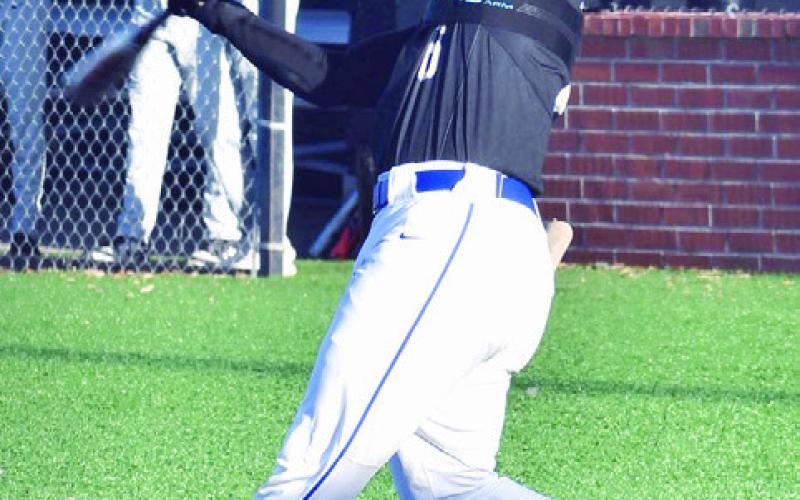 Photo by Ashley Zenner Willard At left, Lady Tiger Lexi Garcia hits a double in the home opener against Navasota. At right, Rockdale’s Brody Willard led the Tigers in the Rosebud-Lott Tournament with a .455 average at the plate.