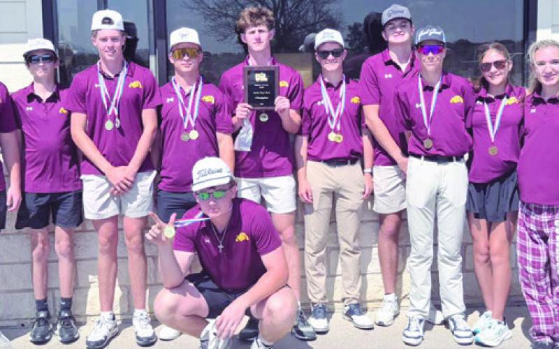 Thorndale golfers participated in the district tournament last week in Temple with the boys team taking first place. Thorndale ISD Athletics photo