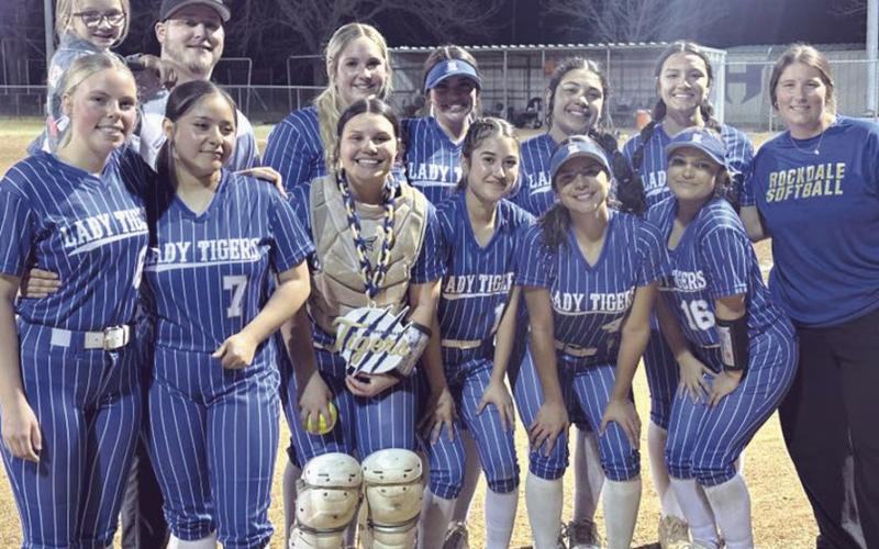 The Rockdale Lady Tigers got their first win of the season in Holland on Feb. 10. Coach Makinzie Tomascik also picked up her first career win as a head coach. Rockdale Tigers Athletics photo