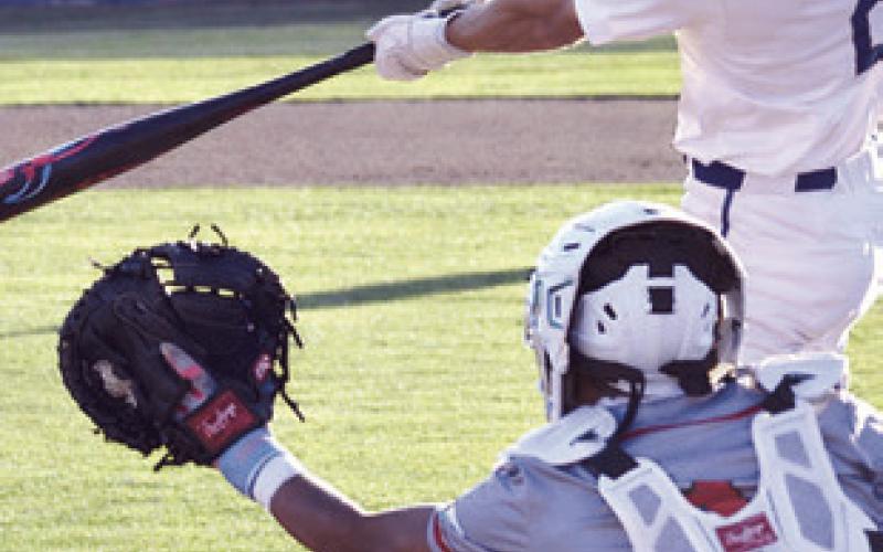 Rockdale TReporter/Nathan Flores igers Athletics photo Lady Tiger Paitynn Patranella (L) hits a double in the Taylor Tournament on Saturday. Tiger Austin Caldwell (R) hits the game-winning double last Tuesday to win in walk-off fashion for the Tigers against the La Grange Leopards.