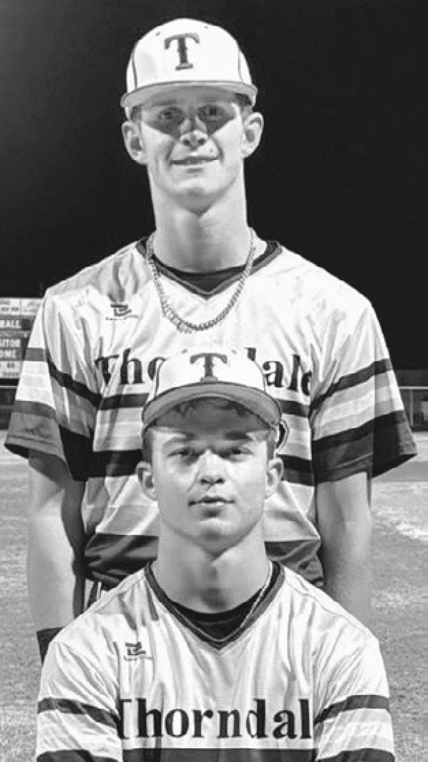 Thorndale’s players of the game against Granger last week were starting pitcher Kade Becker and center fielder Will Cloud. Thorndale ISD Athletics photo