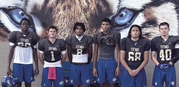 Members of Rockdale’s experienced senior class are (L-R) Kendrick Henderson, Greyson Williams, Rachaid Wilson, Jon Fuller, Michael Carver and Cole Faust. Reporter photo by Nathan Flores