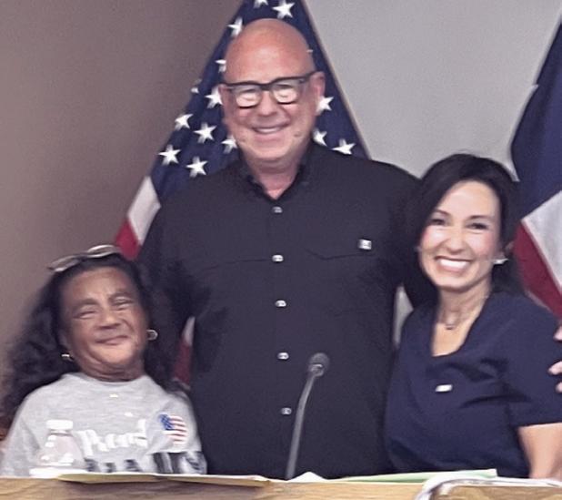 Martha Jeffcoat, Mayor Ward Roddam and councilwoman Esmeralda Ruelas-Olivares.