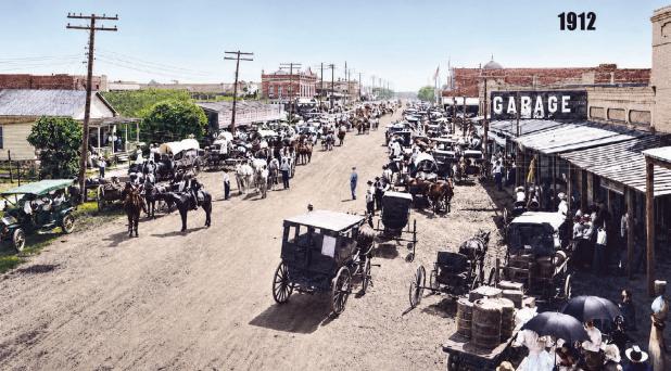 ROCKDALE IN 1912— The Milam County Historical Commission released photos of Rockdale in 1910 and 1912. This photo was taken in front of The 1895 looking east. The house on the left is the home of Adolphus Wolf, who owned the Wolf Hotel which sat where Wolf Park is now.