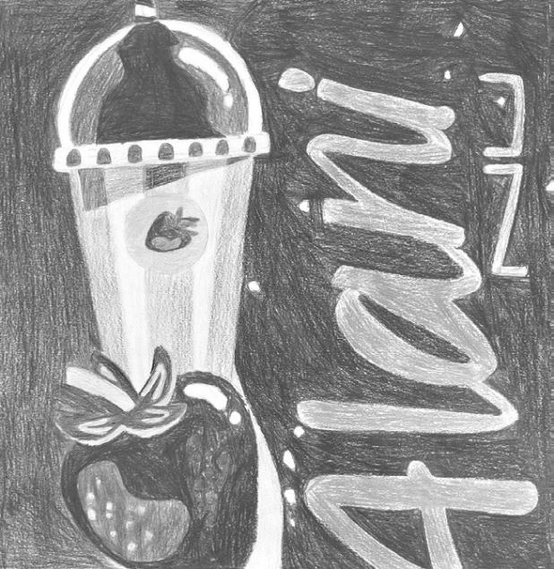 Pop art by Cataleya Hernandez, a 2025-26 eighth-grader in Art II at Rockdale Junior High School.