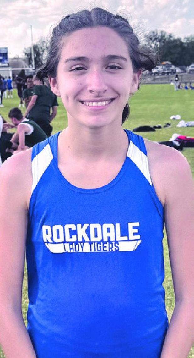 Lady Tiger Paulina Waak set a new seventh-grade 2400M school record with a time of 9:47.09, while taking first place last week in the District Track Meet at Thrall. She shattered the previous record of 10:05.5, set in 2013 by Paola Alvarez Coors. Rockdale Tigers Athletics photo