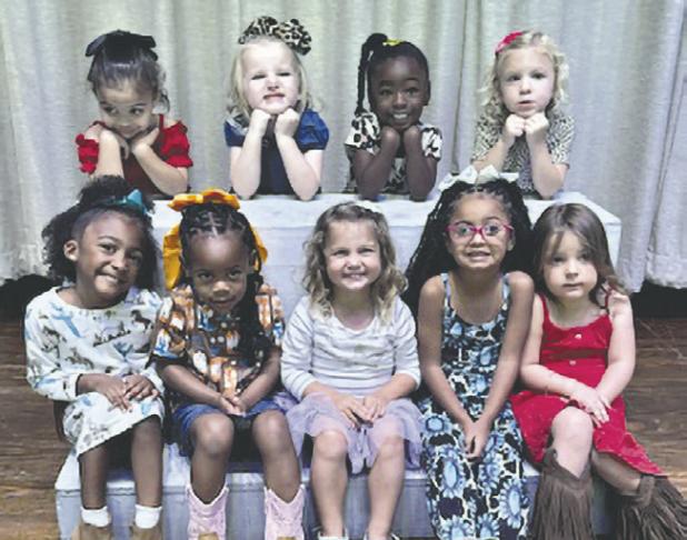 TINY TOT JUNIOR MISS— Front row, (L-R) T’ari Crawford, Ijeoma Ezeh, Lyla Hartsough, Jaida Keno, Jordyn Lockhart; back row, (L-R) Ellie Ramey, Bradie Towery, Nevaeh Williams, Olivia Zapata.