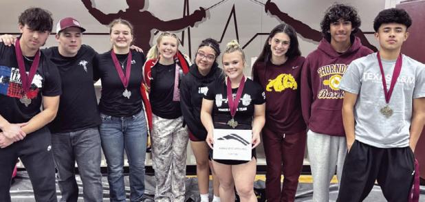 AGGIE SHOWDOWN— Thorndale powerlifters competed in the Aggie Showdown last week at Texas A&amp;M University in College Station. Medalists for the Lady Dogs were Jordyn Stutts, first in 148; Riley Shock, second in 181; and Lydia Melcher, third in 114. Stutts was also named the Best Female Lifter of the meet. Medaling for the Bulldogs were Jose Macias, 1st in 123; Marcus Shaw, first in 198; and Taydan Cook, third in 114. Thorndale ISD Athletics photo