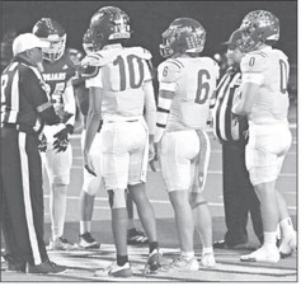 Tiger senior captains De’Andre Stephens (10), Brody Willard (6) and Wilmer Sorto (0)