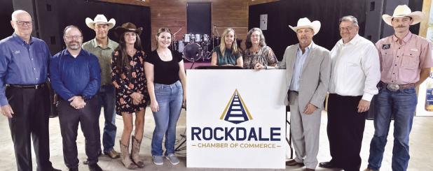 NEW BOARD— Rockdale Chamber of Commerce and Visitors Center has a new board of directors who were introduced last Thursday at The Ranch when the annual Chamber Awards were presented. From left to right, Terry Richter, Steve Ammons, Eric Paulsen, Georgia Marshall, Taylor Earl, Monique Gebhart, Rebecca Luckey, Steve Laukhuf, Tim Kelty and Braden Wallis.