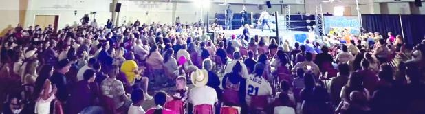 STANDING ROOM ONLY— An estimated 400 to 500 wrestling fans packed the Rockdale KC Hall Saturday night for 360 Pro Wrestling’s Rockdale Riot. The event featured a six-match card and was sponsored by Integrity Roofing &amp; Construction of Rockdale. See more photos on page 6B.