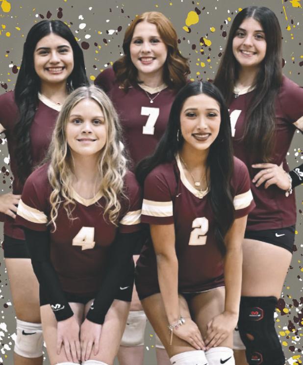 SENIOR NIGHT— The Milano Lady Eagles recognized their seniors on Tuesday during Senior Night. Honorees were (front row, L-R) Hannah Bakken (4), Nevaeh Perez (2), (back row, L-R) Lesly Martinez (9), Sophie Zeig (7) and Marissa Balderas (11). Milano High School photo