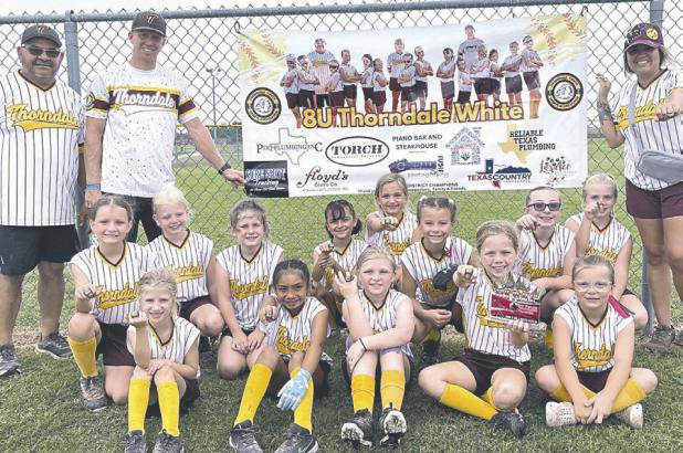 FOURTH IN STATE— Thorndale’s White 8U softball team placed fourth in state out of the 19 teams in the finals. This Thorndale Youth Sports Association team advanced to the state finals from out 120-plus teams across the state. Submitted photo