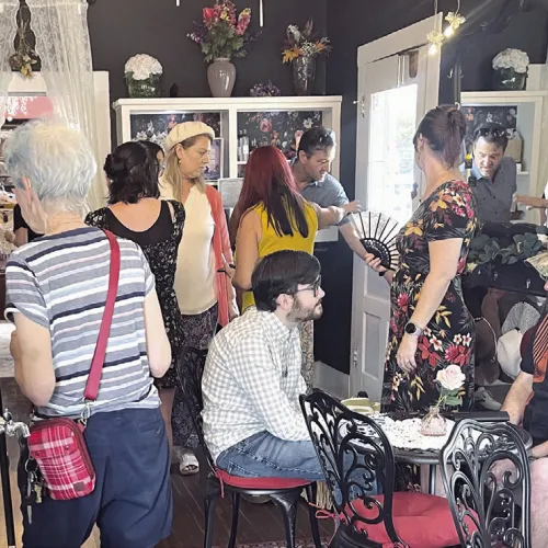 SNEAK PEEK— Over the Moon Mercantile and Salon 516 held a gathering on Saturday evening from 4 to 8 p.m. at its location at 516 West Cameron Avenue. Amy Popejoy is the owner of the salon which is in the back of the building, and Rita Gameiro and Shanna Johnson started the Over the Moon Mercantile in the front half of the building. They currently have six other vendors. Gameiro said, “This whole thing was inspired by the old