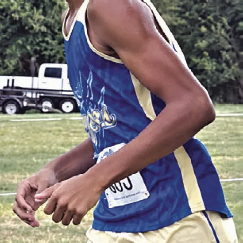Rockdale junior Jonathon Fuller won the District 19-3A cross country championship Oct. 12 in Cameron, with a time of 16:10.57. His first-place finish earned him a berth in the regional meet. Photo by Lindsey Juergens Lillard