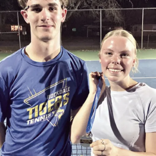 Tigers Alex Cooper and Jewel Lugo placed first in mixed doubles at the Rockdale Invitational last week. Photo by Wynton Thomason