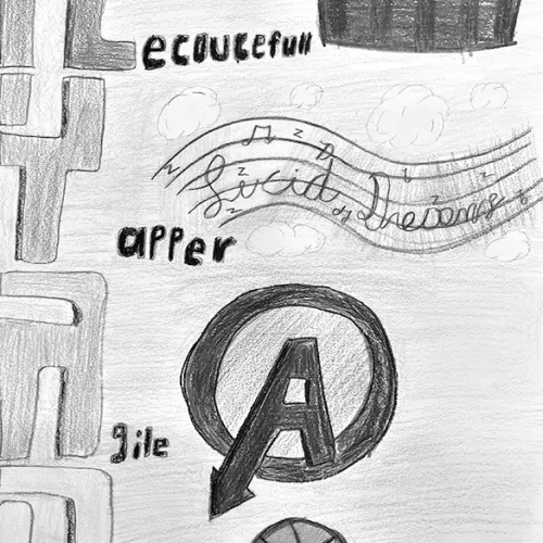 ‘All about me’ poster by Ryan Skrhak, a seventh-grade Art I student in Rockdale Junior High School.