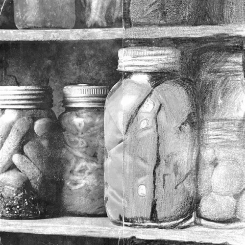 ‘Half picture’ art by Ross Bell, an eighth-grade Art II student at Rockdale Junior High School.