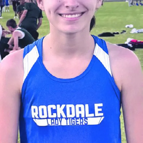 Lady Tiger Paulina Waak set a new seventh-grade 2400M school record with a time of 9:47.09, while taking first place last week in the District Track Meet at Thrall. She shattered the previous record of 10:05.5, set in 2013 by Paola Alvarez Coors. Rockdale Tigers Athletics photo