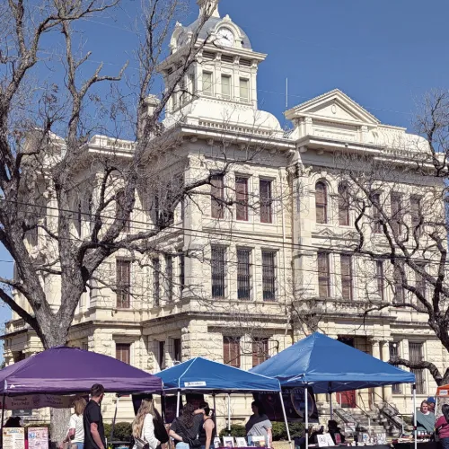 At left, about 1,000 people showed up for the book festival in Cameron on Saturday.