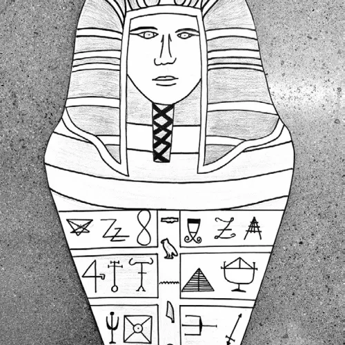 ‘Ancient Egyptian tomb’ artwork by Kendra Carcamo Alvarado, a sixth-grade Intro to Art student in Rockdale Junior High School.