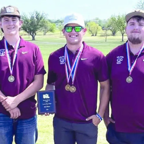 Milano golfers participating in the district tournament last week were (L-R) Jaxon Ditto, Cooper Popham, Peyton Steinbecker, Jac Christman and Maddison Reed. Milano High School photo