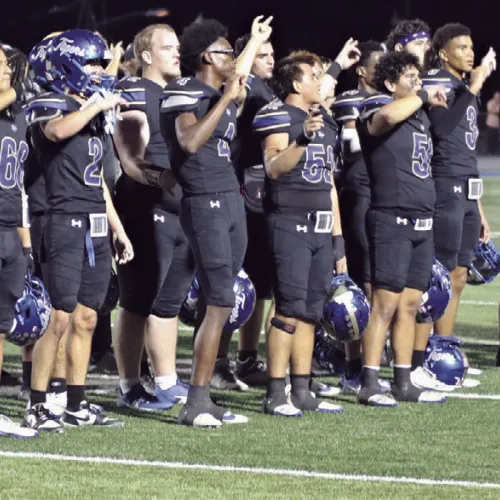 Reporter/Nathan Flores Tiger players join in on the final post-game playing of the Rockdale alma mater for the 2025 season. For the Tiger seniors, it was their last time doing the alma mater as their high school careers came to an end. The Tigers finished 1-4 in district, failing to make the playoffs.
